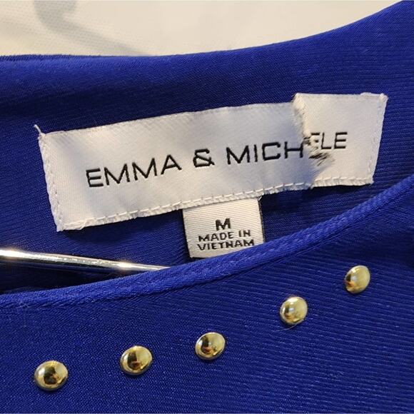 Emma & Michele New Blue Stretch Dress Bell Sleeves Party Dress Size M - Picture 7 of 13